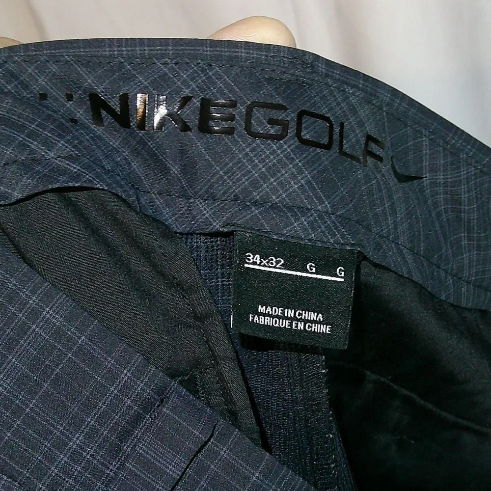 Nike Golf Dark Plaid Performance Golf Pants Moisture-Wicking Athletic Wear 34x32